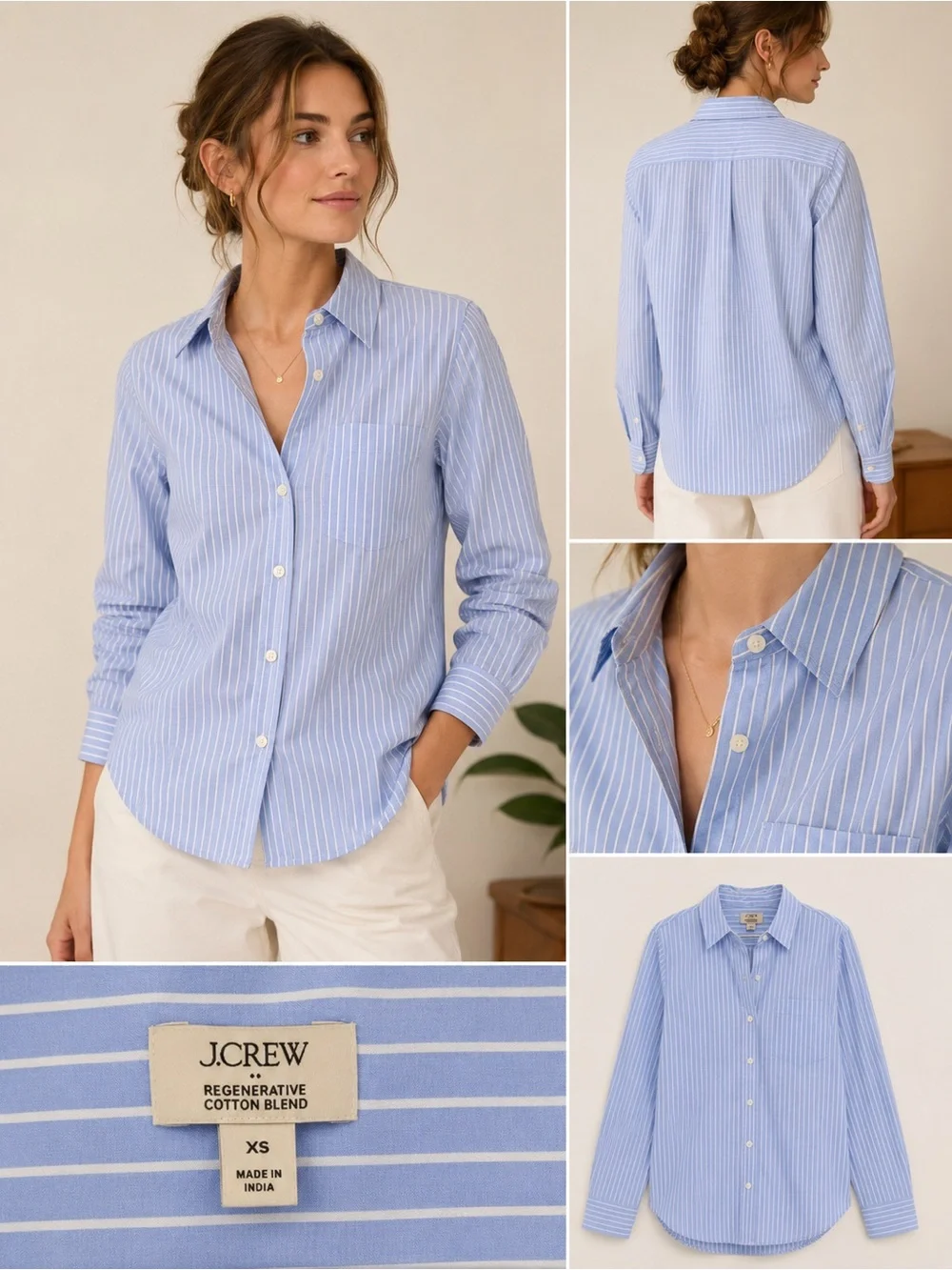 J. Crew Light Blue and White Pinstripe Button-Down Shirt